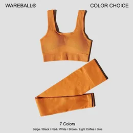 Active Sets WAREBALL Yoga Set 2Pcs Women Sports Seamless Fitness Suit Gym Leggings Bra Workout Sportswear Wear Clothing