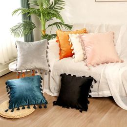 Pillow Solid Colour Fringe Cover Simple Plush Headboard Decorative Pillows Home Decor