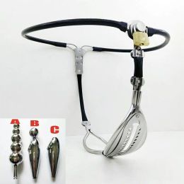 Toys Fe Belt Stainless Steel Underwear Strapon Belt Lockable Pants Bdsm Bondage Anal Plug Hole Sex Toys for Woman