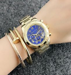 Brand Quartz wrist Watches for women Girl 3 Dials style Metal steel band Calendar Watches M591111249