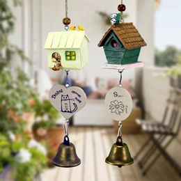 Decorative Figurines Resin Cartoon Wind Chime Bird Cage Ornament Home Decoration Garden Yard Cute House Hanging Bell Pendant Craft Gift