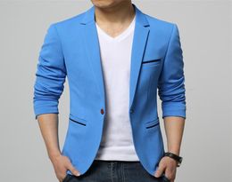 Mens Korean slim fit fashion cotton blazer Suit Jacket black blue beige plus size Male blazers Mens coat Wedding dress2699634