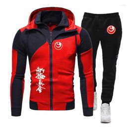 Men's Tracksuits Kyokushin Karate 2024 Men High Quality Diagonal Zipper Hoodies Hip Hop Sportswears Top Casual Pants Two-Pieces Suit