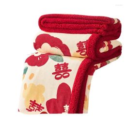 Blankets Blanket Wedding Coral Plush Thickened Double Layer Winter Red Flannel Cover Raschel