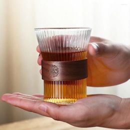 Wine Glasses Creative Bamboo And Wood Design Glass Coffee Cup Set High Value Ins Wind Light Luxury Retro Afternoon Tea Water