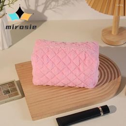 Storage Bags MIROSIE Terry Cloth Makeup Pouch Cotton Zipper Cosmetic Trendy Preppy Quilted Travel Bag Skincare Toiletry