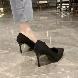 Dress Shoes Women's 2024 Basic Shallow High Heels Fashion Pump Women Pointed Toe Slip On Thin Heel Plus Size