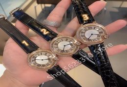 Fashion Ladies Crystals Dress Roman Watches zircon Quartz Watch rhinestone clock Women Full diamonds Real Leather watch 36mm1786003