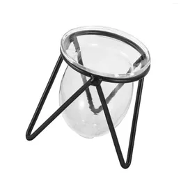 Vases 6 Pcs Iron Flower Stand Glass Transparent Flowerpot Plants Hydroponic Small Metal Office