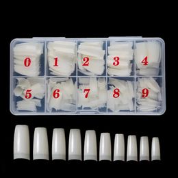 500Pcs Transparent Stiletto Fake Nail Tips Acrylic Ballerina Nail Tips Long Shape Half Cover Coffin Professional False Art Nail