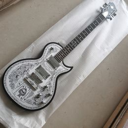 High quality aluminum plate pattern engraved electric guitar, electronic warehouse, front cover aluminum plate cover, in stock, fast delivery,