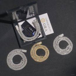 Miami Cuban Link Catena di 15 mm Micro pavimentato a 2 fili Diamond Iesco del rapper a catena ghiacciata Hip Hop Hop Gold Jewelry Woman Chains for Men girocollo Moissanite Chain Gift