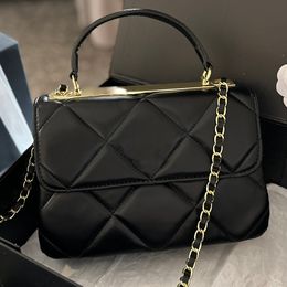 Classic Designer Luxury Fashion Women Small Shoulder Bag Diamond Pattern Gold Chain Quilted Crossbody High Quality Vintage Genuine Leather Zipper Handbag