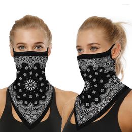 Bandanas Unisex Ear Hanging Outdoor Biking UV Protection Flower Print Bike Cycling Summer Anti-UV Mask Face Cover Bandana Scarf