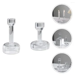 Candle Holders 2 Pcs Table Stand Sticks Holder Glass Dining Tealight Centrepiece Wedding Decor