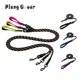 Dog Collars Medium Large Round Rope Reflective Leash With Diving Material Comfortable Handle Pet Leashes