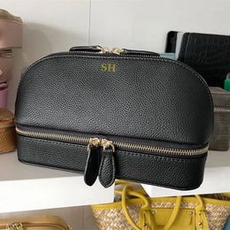 Gift Wrap Personalised Leather Travel Shell Style Bag With Initials Custom Cosmetic Jewellery Organiser Jewellery Case