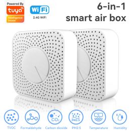 Detector Tuya Smart Home WiFi Smart Air Box Gas Leak Sensor Security Protection Alarm CO2 VOC HCHO PM2.5 Air Quality Monitor for Alexa