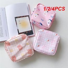 Storage Bags 1/2/4PCS Women Kawaii Cosmetic Makeup Tampon Bear Napkin Pouch Bag Coin Purse Sanitary Pads Mini Data Cables