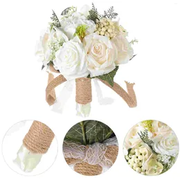 Decorative Flowers Bouquet Artificial Bridal Wedding Outdoor Bouquets Silk Bridesmaid Weeing