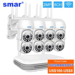 System Smar Wireless 2MP Camera System Outdoor Waterproof Wifi Security 8CH NVR Two Way Audio Face Detec Colour Night Vision PTZ Xmeye