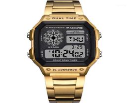 Wristwatches Men039S Square Analogue Digital G Shok Watches Stainless Steel Men Bracelet Watch Gshock 50m Waterproof Outdoor Mult5497292
