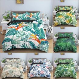 Bedding Sets Tropical Plant 3 Pcs Duvet Cover Set Fashion Floral Leaves Comforter Pillowcase Children's Bedroom Gift