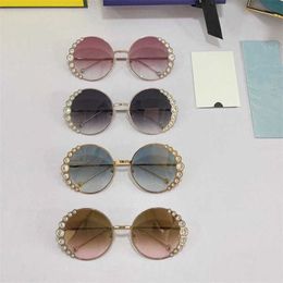 High quality luxury designer New family F sunglasses female star same style fashionable personality diamond inlaid large round frame Sunglasses ff0324