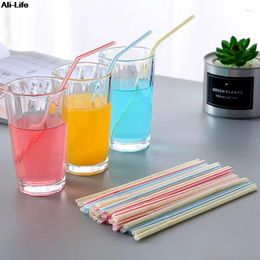 Disposable Cups Straws 200 Pcs Plastic Drinking Multicolor Striped