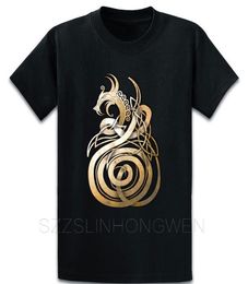 Norse Knotwork Dragon T Shirt Cute Designing Humor Trend Pictures Round Collar Cotton Summer Shirt4440097