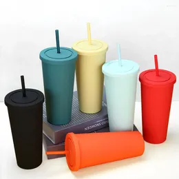 Mugs 700ml Coffee Cup Mug Water Bottle Large Capacity Outdoor Frosted Handy Botella De Agua Reusable Cups Plastic Mu
