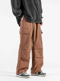 Men's Pants Seasonal Workwear With Multiple Pockets Casual Loose And Versatile Wide Leg