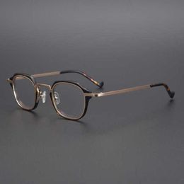 2024 designers Top Designers Japanese designer's hand-made small box gold pure titanium embedded plate glasses can be matched with several heights men women