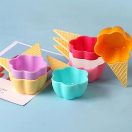 Bowls INS Ice Cream Shaped PP Bowl Plates Creative Cone Handle Dessert Fruit Dishes Saucer Cartoon Trinket Seasoning Dish Cute