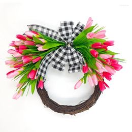 Decorative Flowers Dwan Solid And Inviting Artificial Tulips Wreath Charm Entry Way Decors Delicate Craftsmanships Easter Party