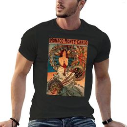 Men's Tank Tops Monaco' By Alphonse Mucha (Reproduction) T-Shirt Custom T Shirts Short Sleeve Mens Cotton