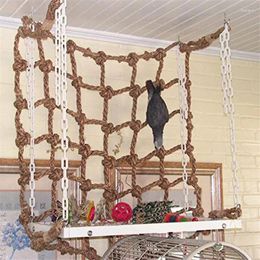 Other Bird Supplies 40 40cm Climbing Net Rope Parrot Hanging Stand Swing Play Ladder Chew Toy With Buckles Gym Toys