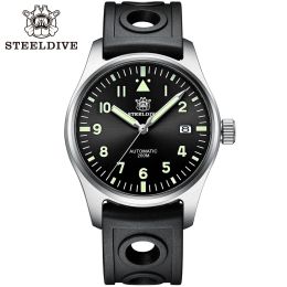 Kits Steeldive Brand 2022 Top Brand Pilot Watch for Men Luminous Calendar Chronograph Men's Relogio Masculino Automatic Watch