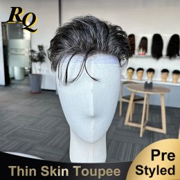 Toupees Toupees Pre Styled Men Toupee Thin Skin V Looped Human Hair Men 1B40 Colour Hair Replacement Systems Hair Piece Protesis Hombre Mal