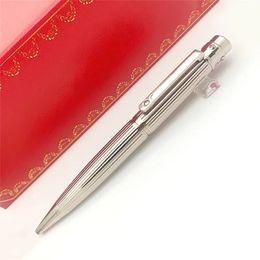 Luxury Ca Ballpoint Pen With Nail Design Full Metal Silver Stripe Office School Stationery Writing Refill Pens Gift 240320