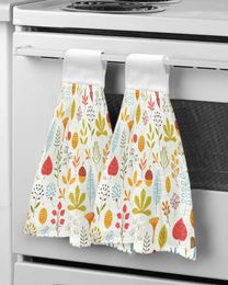 Towel Colourful Leaves Pine Cones Kitchen Cleaning Cloth Absorbent Hand Household Dish