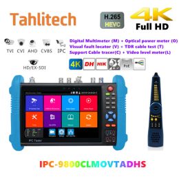 Display IPC9800 MOVTADHS Plus 7 Inch HD CCTV Tester Monitor For AHD TVI CVI SDI H.265 Multimeter Optical Fibre VFL TDR For CCTV Tester