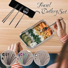 Forks 10Pcs Portable Cutlery Set Stainless Steel Travel Heavy-Duty Utensil Flatware Including Cutter Fork