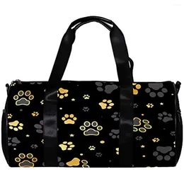 Duffel Bags Gold Dog Print And Star Sports Bag Travel Tote Carry On Weekender Gym Overnight For Men & Women