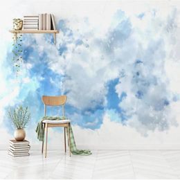 Wallpapers Custom 3D Watercolor Sky TV Sofa Bedroom Background Wallpaper Mural