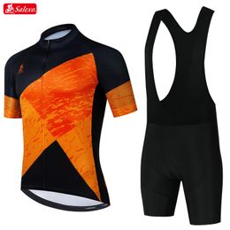 Salexo Cycling Jersey Set Men Short Sleeve Summer Clothing Road Bike Shirts Suit Bicycle Bib Shorts MTB Maillot Ciclismo 240328