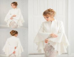 Long Sleeves Jackets Customised Women Winter Coats High Collar Lace Edge Bridal Wraps For Wedding Dresses Formal Gowns8239059