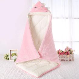 Blankets Simple Solid Colour Born Delivery Room Wrap Towel Autumn Winter Thicken Baby Warm Blanket Children Outing Hooded