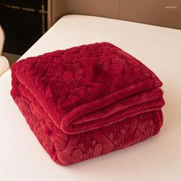 Blankets High-End Wedding Imitation Fur Thickened Raschel Double Super Soft Red Blanket