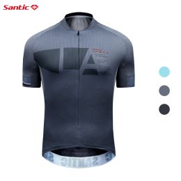 Sets Santic Cycling Jerseys Men Cycling Clothing Bike Shirt MTB Tshirts Mesh Halfopen Zipper Comfortable Breathable K9M2091